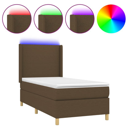 Boxspringbett Mit Matratze & Led Stoff Dunkelbraun