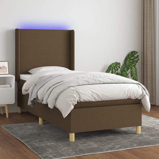 Boxspringbett Mit Matratze & Led Stoff Dunkelbraun