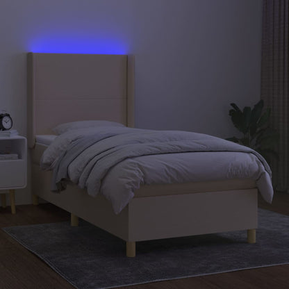Boxspringbett Mit Matratze & Led Stoff Creme