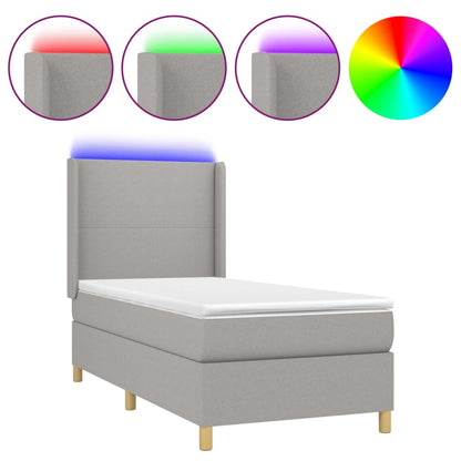 Boxspringbett Mit Matratze & Led Stoff Hellgrau