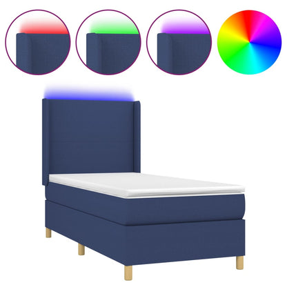 Boxspringbett Mit Matratze & Led Stoff Blau