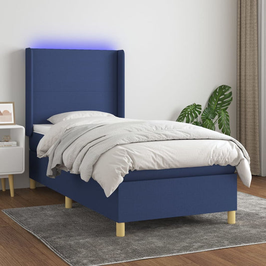 Boxspringbett Mit Matratze & Led Stoff Blau