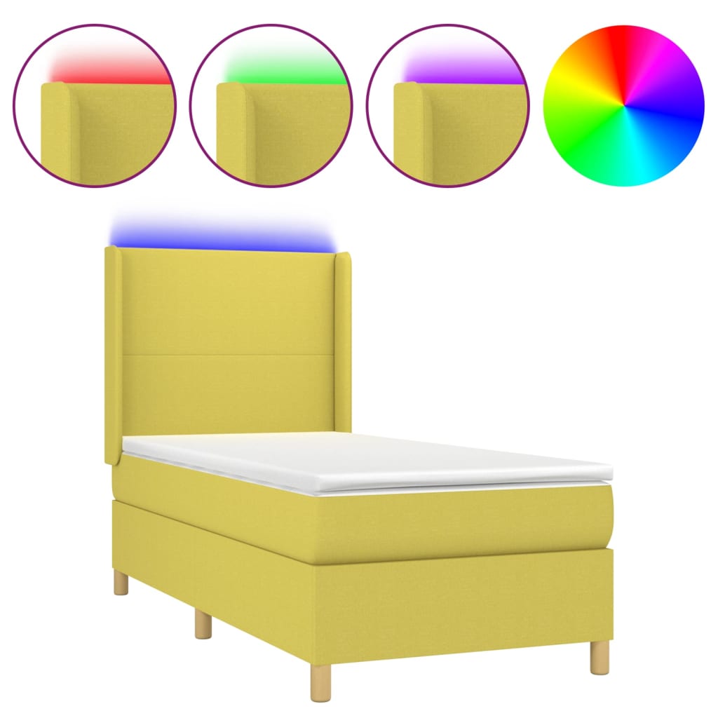 Boxspringbett Mit Matratze & Led Stoff Grün
