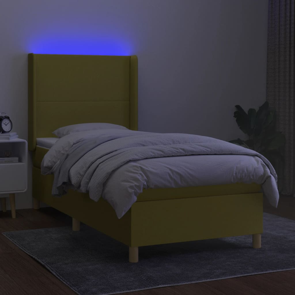 Boxspringbett Mit Matratze & Led Stoff Grün