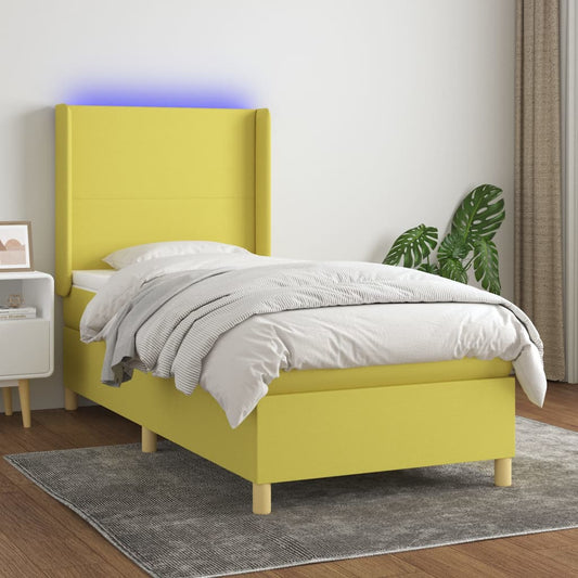 Boxspringbett Mit Matratze & Led Stoff Grün