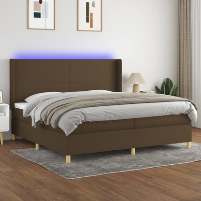 Boxspringbett Mit Matratze & Led Stoff Dunkelbraun