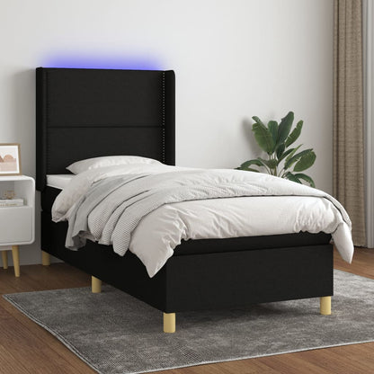 Boxspringbett Mit Matratze & Led Stoff Schwarz