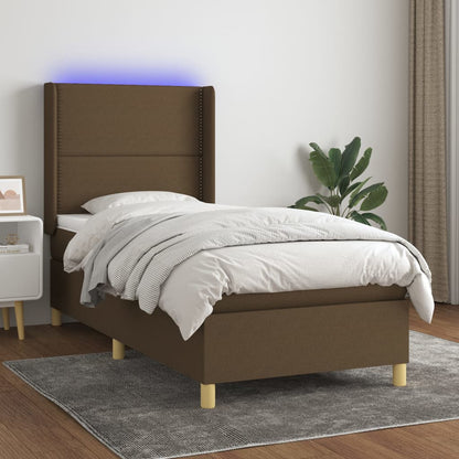 Boxspringbett Mit Matratze & Led Stoff Taupe