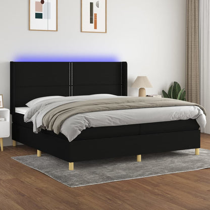Boxspringbett Mit Matratze & Led Stoff Schwarz