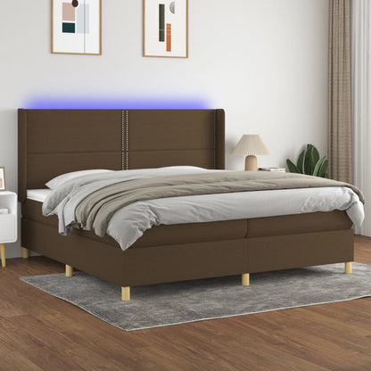 Boxspringbett Mit Matratze & Led Stoff Dunkelbraun