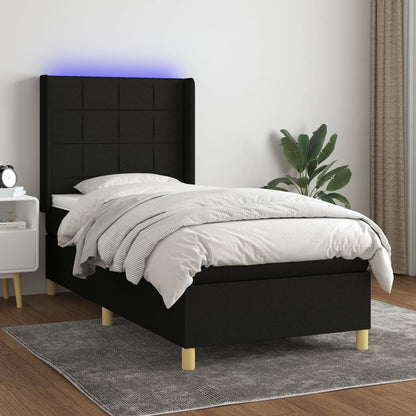 Boxspringbett Mit Matratze & Led Stoff Schwarz