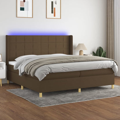 Boxspringbett Mit Matratze & Led Stoff Dunkelbraun
