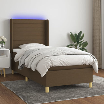 Boxspringbett Mit Matratze & Led Stoff Dunkelbraun