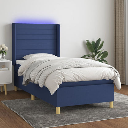 Boxspringbett Mit Matratze & Led Stoff Blau