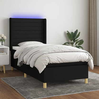 Boxspringbett Mit Matratze & Led Stoff Schwarz