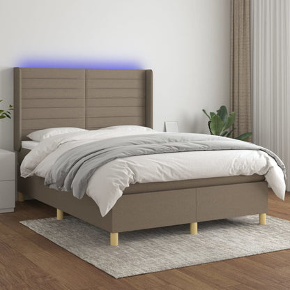 Boxspringbett Mit Matratze & Led Stoff Taupe