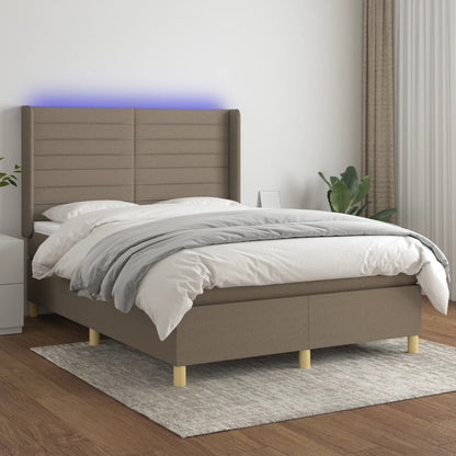 Boxspringbett Mit Matratze & Led Stoff Taupe