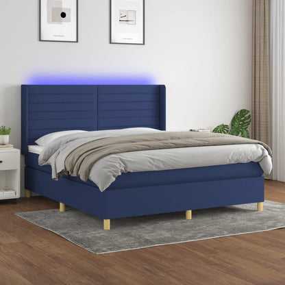 Boxspringbett Mit Matratze & Led Stoff Blau