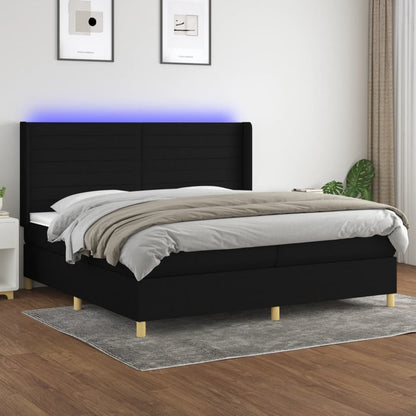 Boxspringbett Mit Matratze & Led Stoff Schwarz