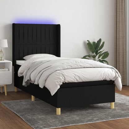 Boxspringbett Mit Matratze & Led Stoff Schwarz