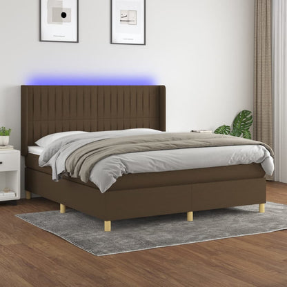 Boxspringbett Mit Matratze & Led Stoff Dunkelbraun