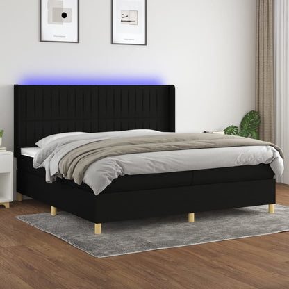 Boxspringbett Mit Matratze & Led Stoff Schwarz