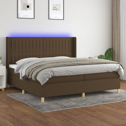 Boxspringbett Mit Matratze & Led Stoff Dunkelbraun