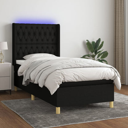 Boxspringbett Mit Matratze & Led Stoff Schwarz