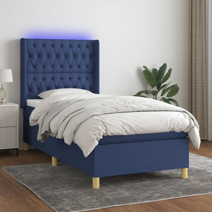 Boxspringbett Mit Matratze & Led Stoff Blau