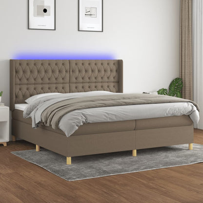 Boxspringbett Mit Matratze & Led Stoff Taupe