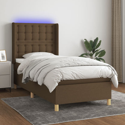 Boxspringbett Mit Matratze & Led Stoff Dunkelbraun