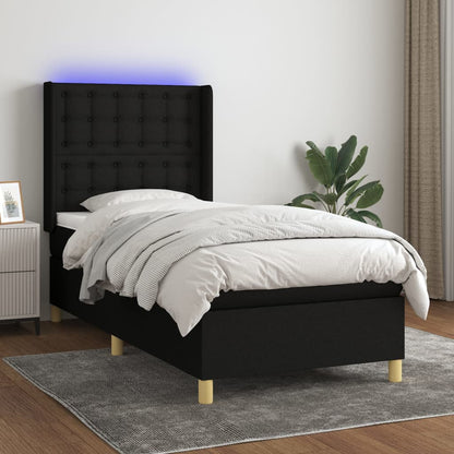 Boxspringbett Mit Matratze & Led Stoff Schwarz