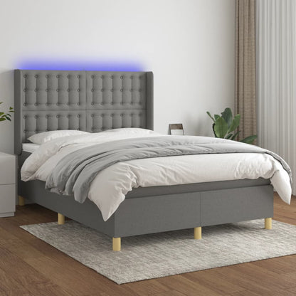 Boxspringbett Mit Matratze & Led Stoff Dunkelgrau