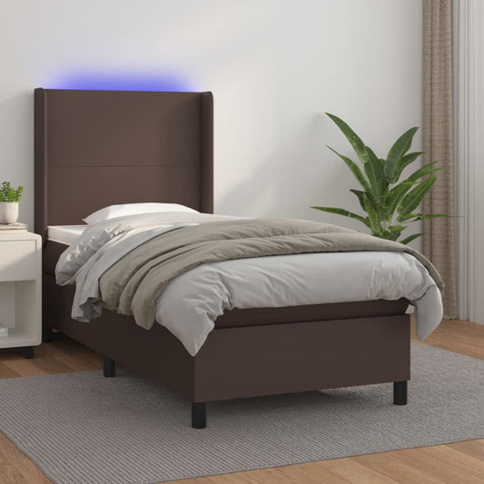 Boxspringbett Mit Matratze & Led Kunstleder Braun