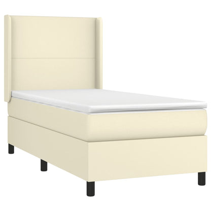 Boxspringbett Mit Matratze & Led Kunstleder Creme