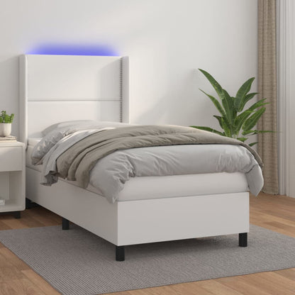 Boxspringbett Mit Matratze & Led Kunstleder Weiß