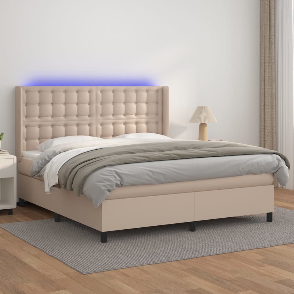 Boxspringbett Mit Matratze & Led -Braun 100X200Cm Cappuccino