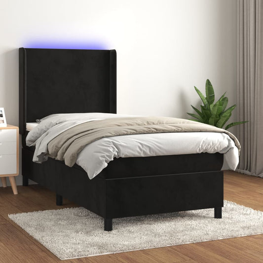 Boxspringbett Mit Matratze & Led Samt Schwarz