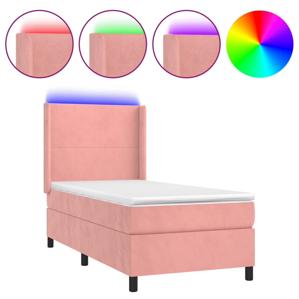 Boxspringbett Mit Matratze & Led Samt Rosa