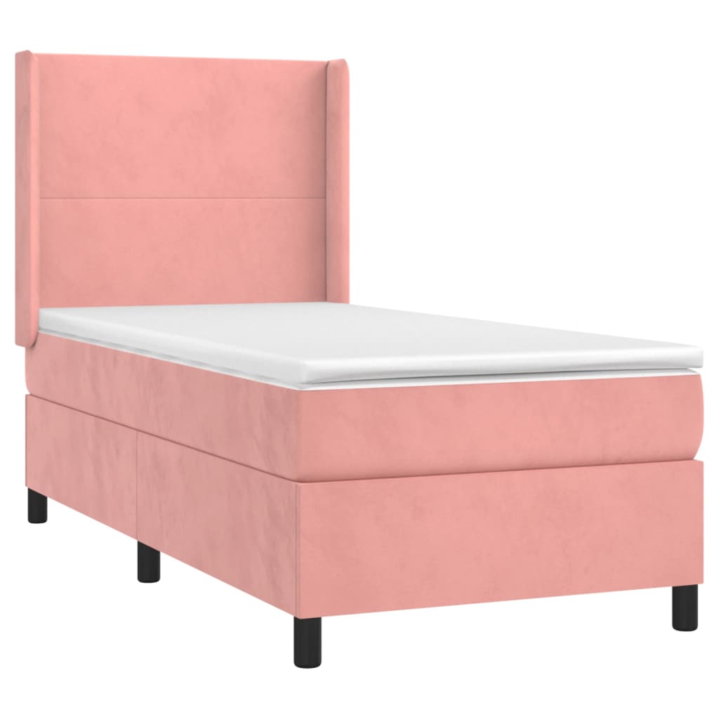 Boxspringbett Mit Matratze & Led Samt Rosa