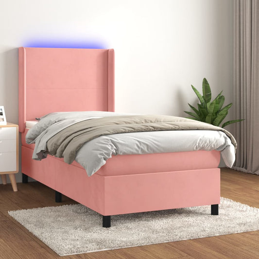 Boxspringbett Mit Matratze & Led Samt Rosa