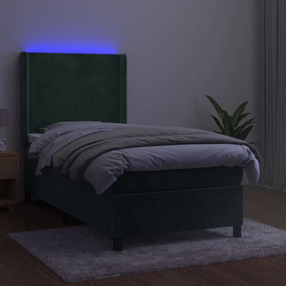 Boxspringbett Mit Matratze & Led Samt Dunkelgrün
