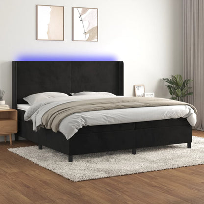 Boxspringbett Mit Matratze & Led Samt Schwarz