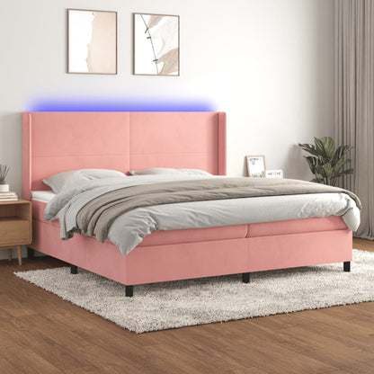 Boxspringbett Mit Matratze & Led Samt Rosa