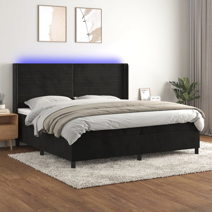 Boxspringbett Mit Matratze & Led Samt Schwarz