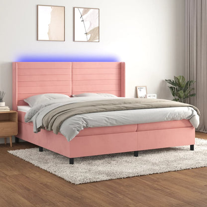 Boxspringbett Mit Matratze & Led Samt Rosa