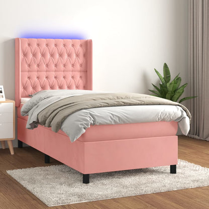 Boxspringbett Mit Matratze & Led Samt Rosa