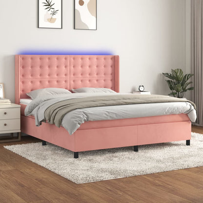 Boxspringbett Mit Matratze & Led Samt Rosa