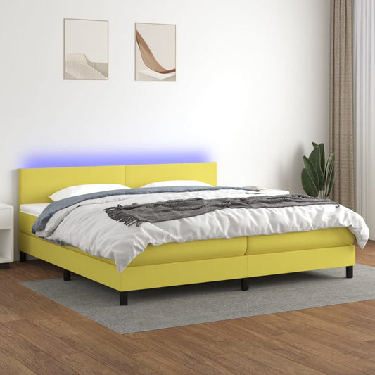 Boxspringbett Mit Matratze & Led Stoff Grün