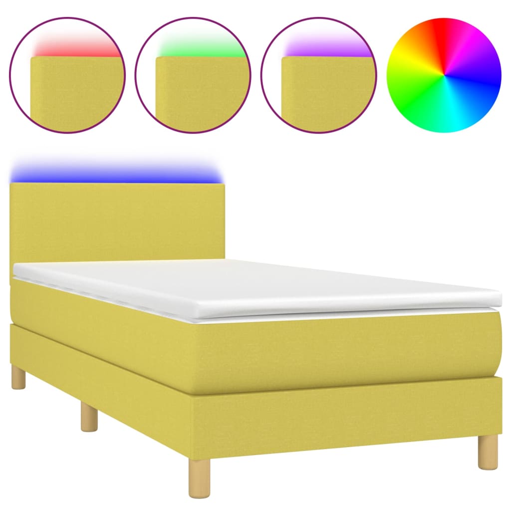 Boxspringbett Mit Matratze & Led Stoff Grün